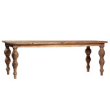 French Country Theon Rectangular Reclaimed Mindi Wood Carved 4 Leg Dining Table%2C 86 Inch Width 